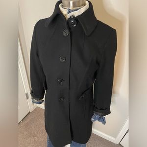 Vintage Kristen Blake lambs wool lined black long coat